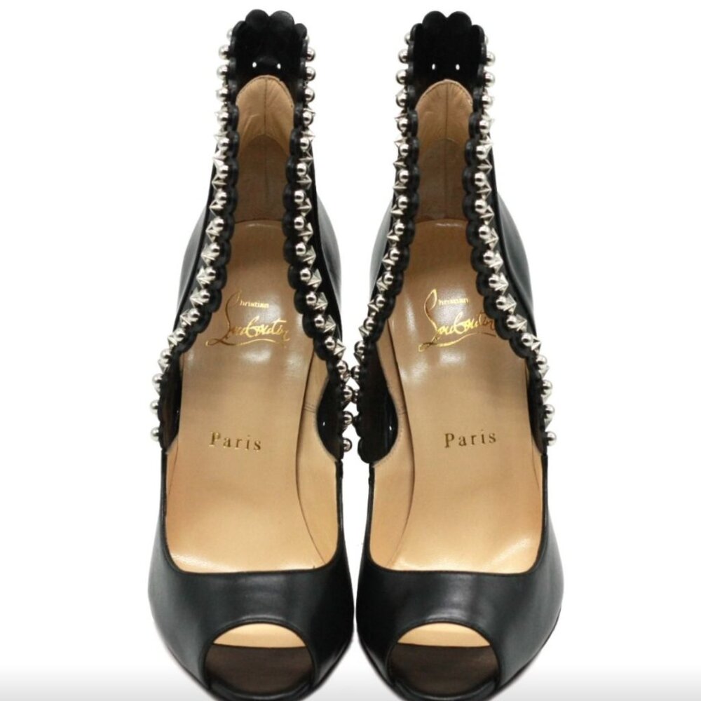 Christian LOUBOUTIN Heels ROUCOULOUCOU 100 Black Silver Star Studded Pumps 36.5 - Picture 6 of 6